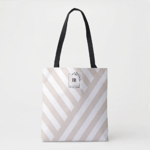 Elfenbeinbeige Streifen Monogram Tote Bag Tasche
