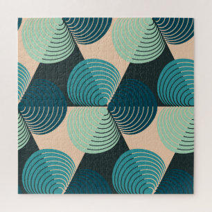 Elfenbeinblaue Geometrie: Retro-Fliesen-Eleganz.