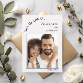 Elfenbeinblaue Hochzeitsankündigung zum Speichern  Save The Date