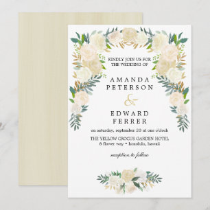 Elfenbeinblume Rose Garland Hochzeit Rosa Rosa Einladung