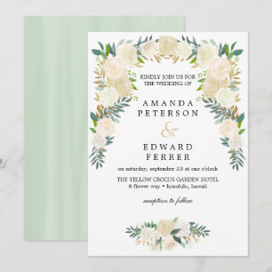 Elfenbeinblume Rose Garland Hochzeitsheizung Münze Einladung