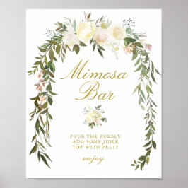 Elfenbeinblumenschild Brautparty mimosa Bar Poster