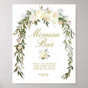 Elfenbeinblumenschild Brautparty mimosa Bar Poster
