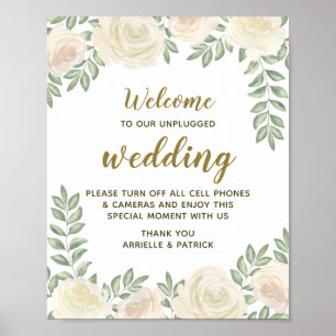 Elfenbeinblush Champagne Unplugged Wedding Sign Poster