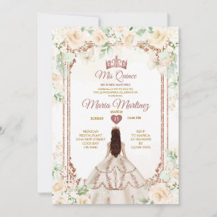 Elfenbeincreme und Kupfer Gold Prinzessin Quiñcean Einladung