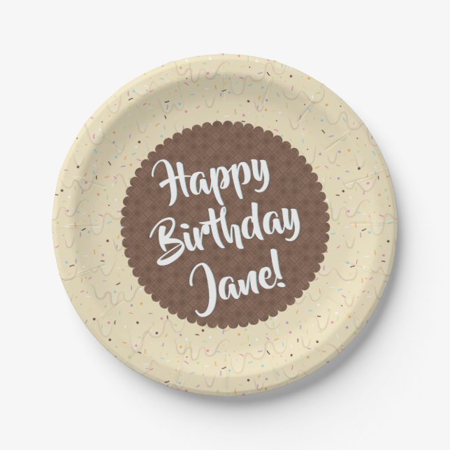 Elfenbeincreme zum Geburtstag Pappteller (Vorderseite)