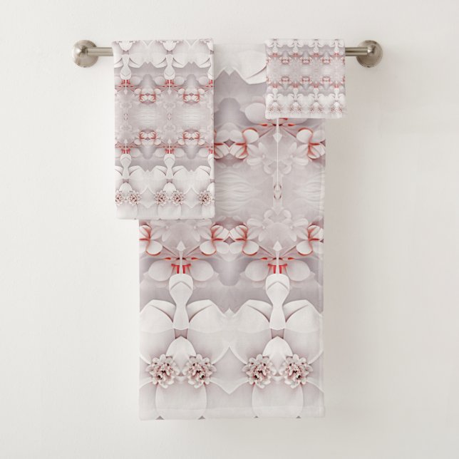 Elfenbeinfarben Rosa Blumenhandtuch Set (Insitu)