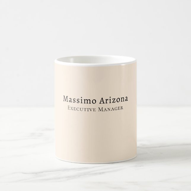 Elfenbeinfarben Schlicht Professionell Modern Mini Kaffeetasse (Mittel)