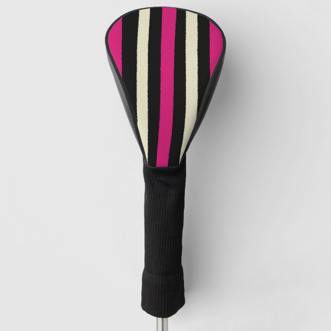 Elfenbeinfarben und rosa Streifen Cooles einfaches Golf Headcover (Vorderseite)