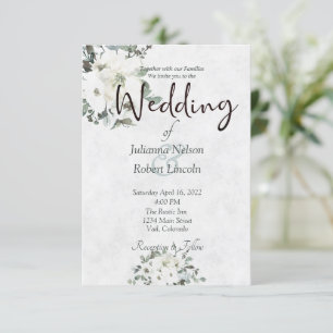 Elfenbeinfarbene Aquarell-Blumen-Hochzeitseinladun Einladung