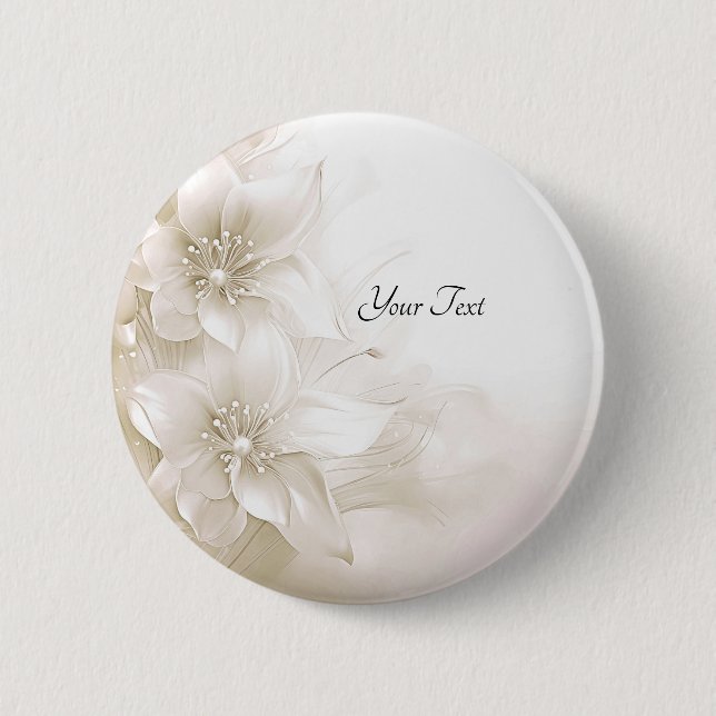 Elfenbeinfarbene Blumen-Taste Button (Vorderseite)