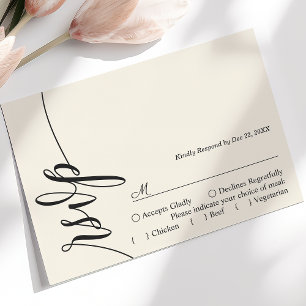 Elfenbeinfarbene elegante Kalligrafie-Hochzeits-RS RSVP Karte