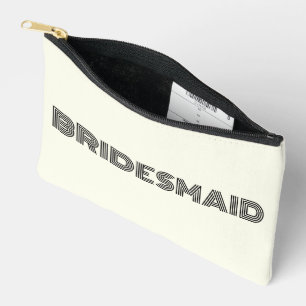 Elfenbeinfarbene moderne Typografie Brautjungfer Zubehörtasche