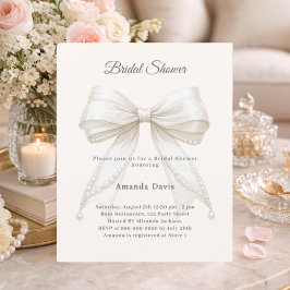 Elfenbeinfarbene Perlen elegante Babyparty-Einladu