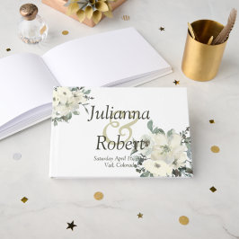 Elfenbeinfarbenes Blumenbuch Gästebuch