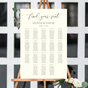 Elfenbeinfarbenskript & Taupe 18 Tische Seating Ch Poster
