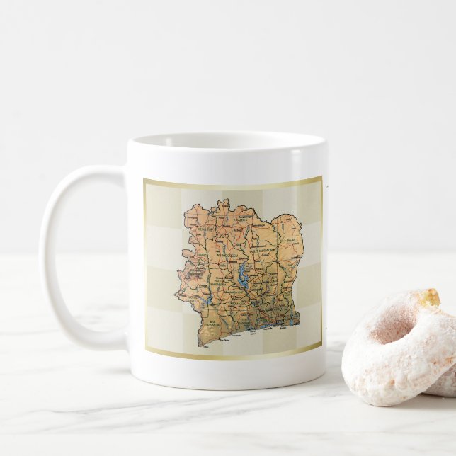 Elfenbeinflagge + Karte Tasse (Mit Donut)
