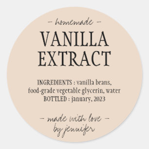 Elfenbeinflasche hausgemachte Trinken Vanilla Extr Runder Aufkleber