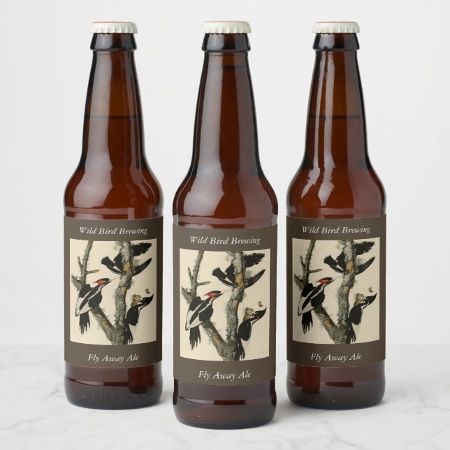 Elfenbeinflecker Audubons Vögel Amerikas Bierflaschenetikett (Flaschen)