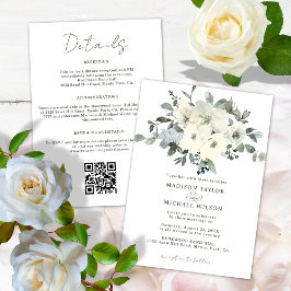 Elfenbeinflora auf einer Hochzeit Einladung