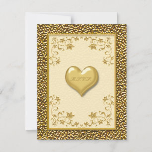 Elfenbeinflora mit RSVP-Karte für das Goldene Herz RSVP Karte