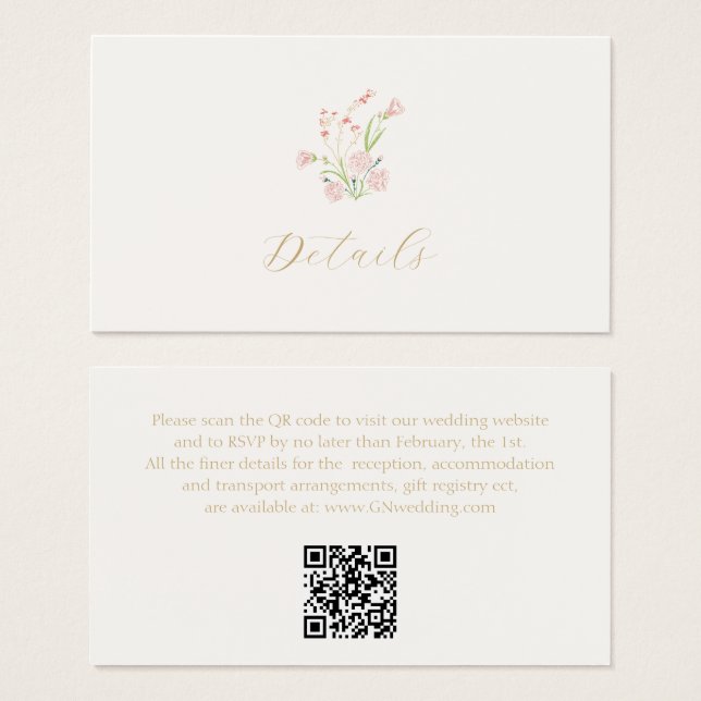 Elfenbeinflorale Geschenkkartei Hochzeitskarte (Vorne & Hinten)