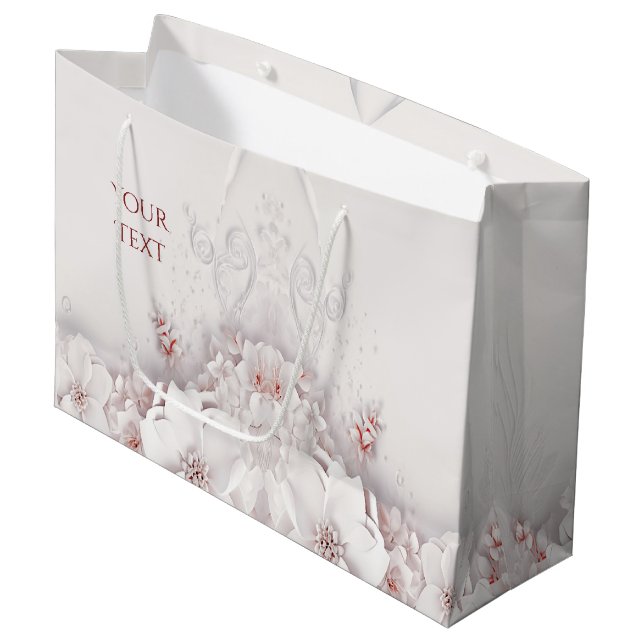 Elfenbeinflorentasche Große Geschenktüte (Vorderseite Schrägansicht)