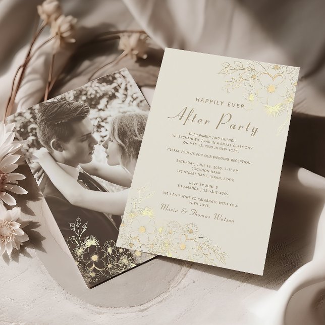 Elfenbeingoldblütenhochzeit nach dem Party Einladu Einladung (Von Creator hochgeladen)