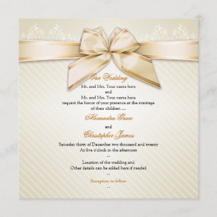 Elfenbeingoldstreifen für Hochzeiten Einladung S2