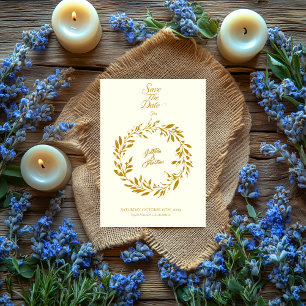 Elfenbeingoldzirkel Save the Date - Hochzeit Einladung