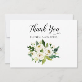 Elfenbeingrüne weiße Rosenblütenhochzeit danke Einladung