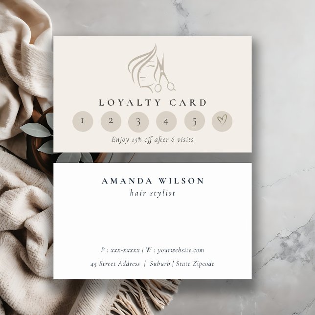 Elfenbeinhaarstylistin Schere 6 Punch Loyalität Visitenkarte (Von Creator hochgeladen)