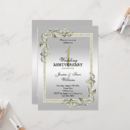 Elfenbeinheim, Glitzer & Silberne 1. Hochzeit Einladung