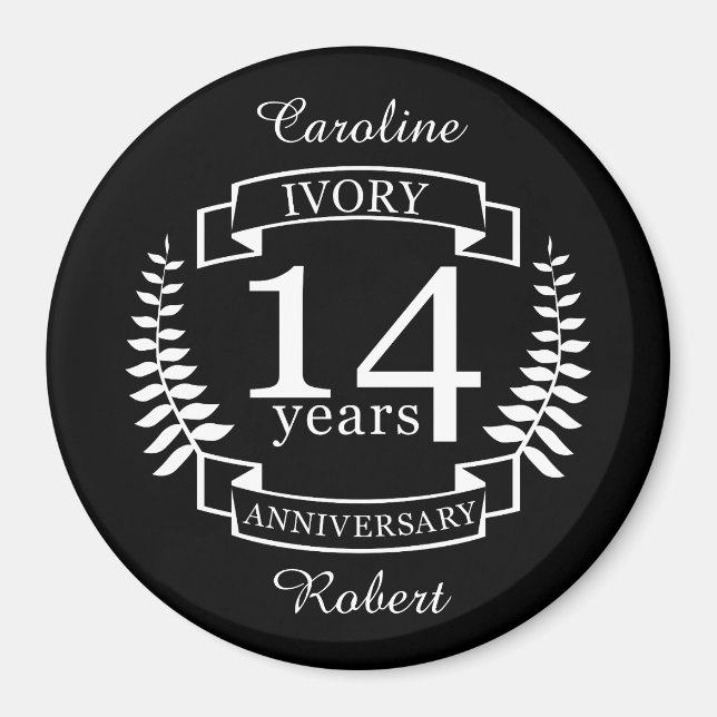 Elfenbeinhochzeit 14 Jahre Magnet (Vorne)