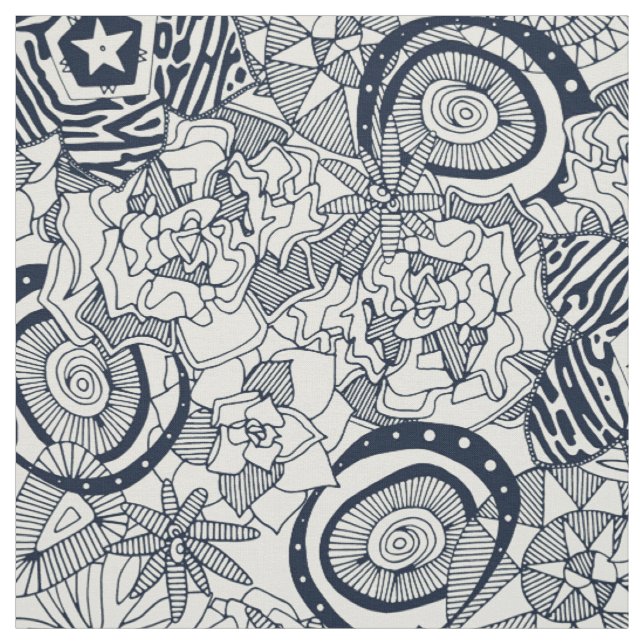 Elfenbeinindigo Stoff (Muster)