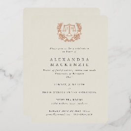 Elfenbeinjordeskala+Laurel Wreath Graduation Party Folieneinladung