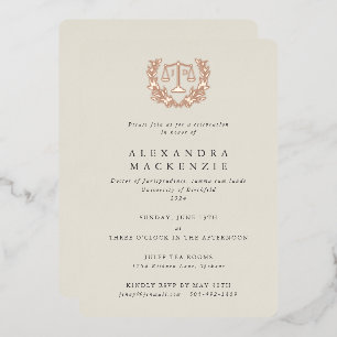 Elfenbeinjordeskala+Laurel Wreath Graduation Party Folieneinladung