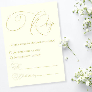 Elfenbeinkarte und Gold UAWG Response Card RSVP Karte