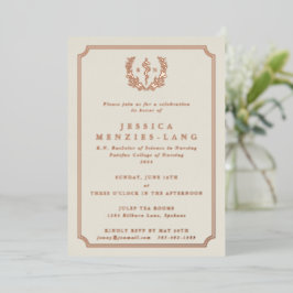 Elfenbeinkranke Asclepius + Laurel Wreath Folieneinladung
