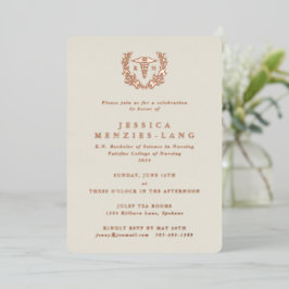 Elfenbeinkranke Caduceus+Laurel Wreath Folieneinladung