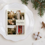 Elfenbeinküche sehr frohe Weihnachten fünf FotoCol<br><div class="desc">Diese Ivory Very Merry Christmas Five Foto Collage Holiday Card bietet eine raffinierte, helle Creme-Kulisse mit einer Mischung aus schwarzer Schrift und klassischer Kalligrafie und einem minimalistischen Boho-Stil, der ein perfektes Gleichgewicht zwischen sauberer moderner Eleganz und Vintager Eleganz schafft. Dieses charmante Design ist ein schöner Weg, Ihren Lieben ein frohes...</div>