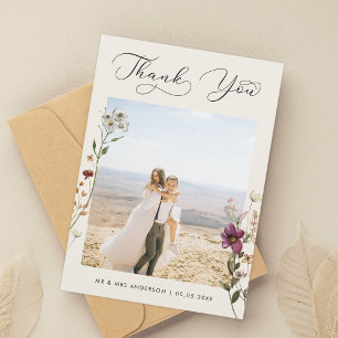 Elfenbeinküche Wildblumen Foto Hochzeit Vielen Dan Dankeskarte