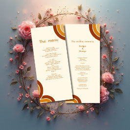Elfenbeinkühne Retro-Hochzeitsmenü der 1970er Jahr Programm