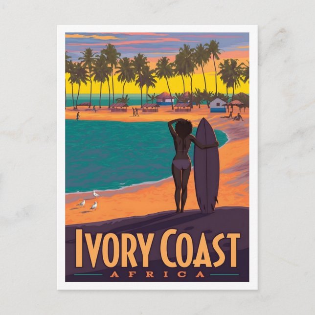 Elfenbeinküste Afrika Vintage Reise  Postkarte (Vorderseite)