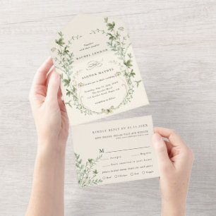 Elfenbeinküste Elegante Wildblume Hochzeit All In One Einladung