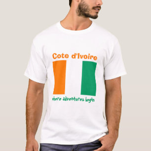 Elfenbeinküste-Flagge + Karte + Text-T-Shirt T-Shirt