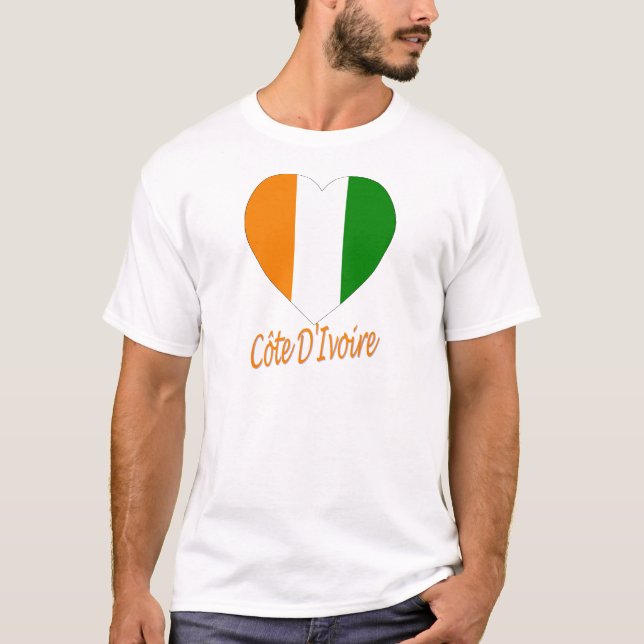 Elfenbeinküste-Flaggen-Herz T-Shirt (Vorderseite)