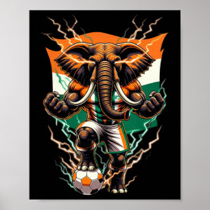Elfenbeinküste Fußball Flagge Vintage Stolz Tier E Poster