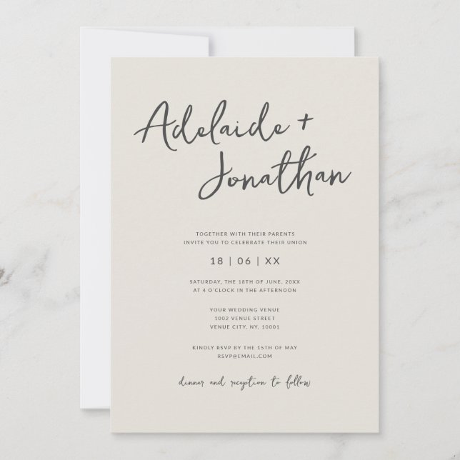 Elfenbeinküste Minimalistisch Moderne Einladungen  (Vorderseite)