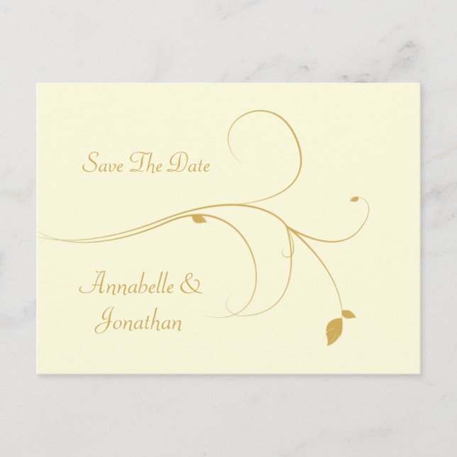 Elfenbeinküste mit Gold-Wirbel Save the Date Ankündigungspostkarte (Vorderseite)
